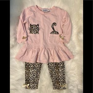 Blueberi Boulevard 2 Pc Set: Pink & Cheetah Print Size 3t